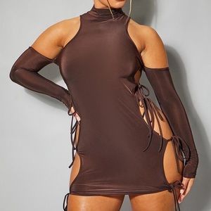PrettyLittleThing Brown Bodycon Dress